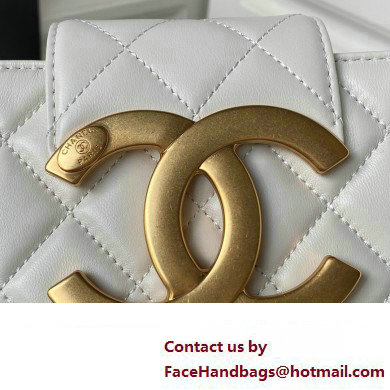 Chanel Lambskin  &  Gold-Tone Metal Baguette Bag AS4611 white 2024